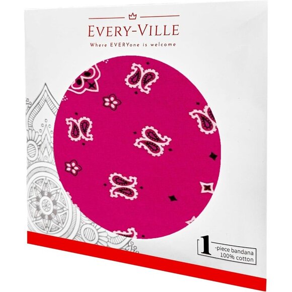 Women's Dark Pink Cotton Bandana Large Cowgirl Handkerchief Headband Scarf - Picture 6 of 7